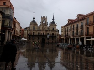 In Plaza Major, clock on top