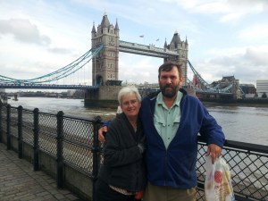 The two of us in front of Tower Bridge.